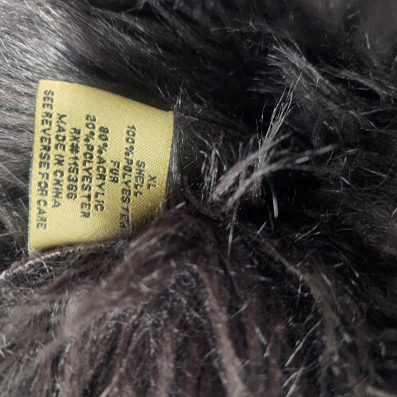 Y2k‎ Penny Lane Faux Fur trimmed coat Dark Brown XL Retro Bohemian - Picture 5 of 9